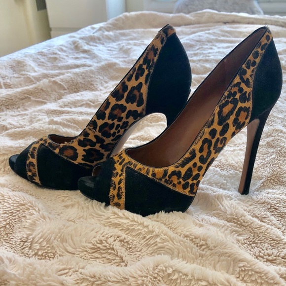 SOLDNine West Pony Hair Leopard Heels - Picture 2 of 6
